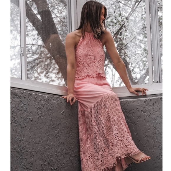 Pink Crotchet Halter Maxi - Picture 6 of 8